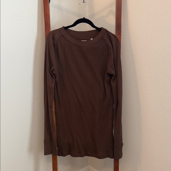 Free People Tops - 🤎 Free People We the Free Brown Ribbed Knit Cotton Layering Top NWT Size Large 🤎